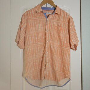Tommy Bahama Shirt Mens XL Orange Silk Button Down Short Sleeve Beach Wear